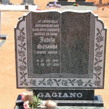 GAGIANO Judith Susanna nee VENTER 1947-2001