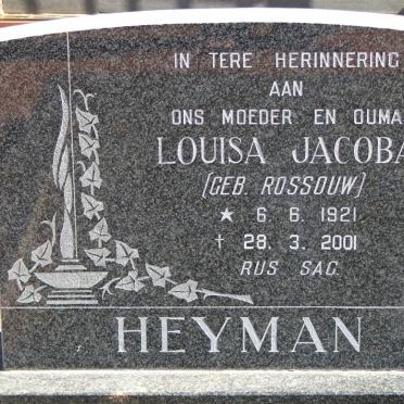 HEYMAN Louisa Jacoba nee ROSSOUW 1921-2001