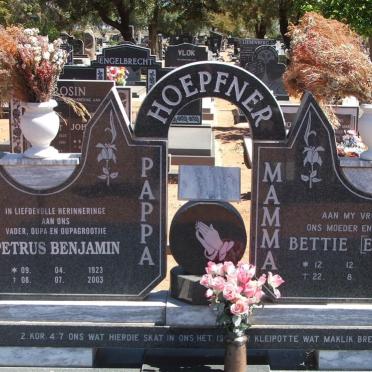 HOEPFNER Petrus Benjamin 1923-2003 &amp; E.F.C. 1923-1990