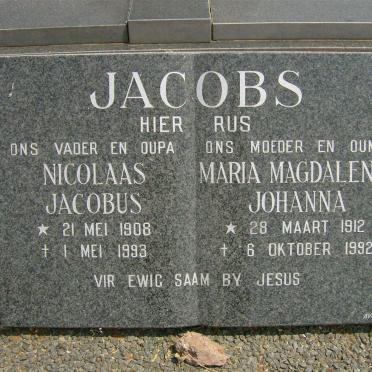 JACOBS Nicolaas Jacobus 1908-1993 &amp; Maria Magdalena Johanna 1912-1992