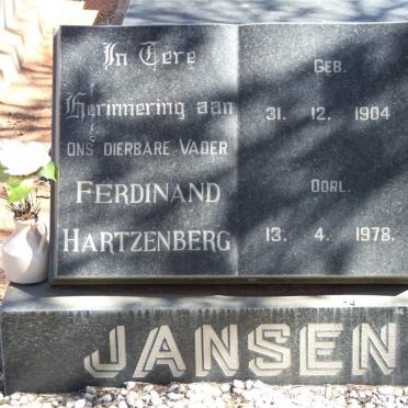 JANSEN Ferdinand Hartzenberg 1904-1978