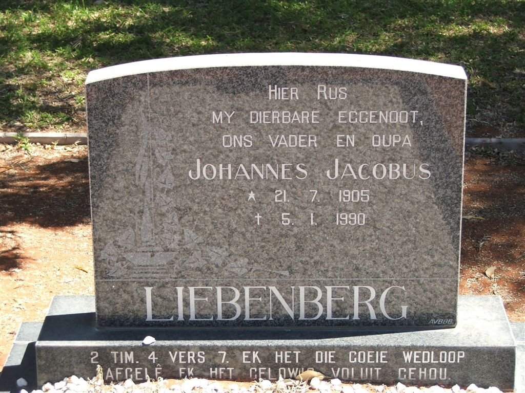 LIEBENBERG Johannes Jacobus 1905-1990
