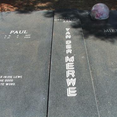 MERWE Paul, van der 1920-2004 &amp; Miemie 1928-