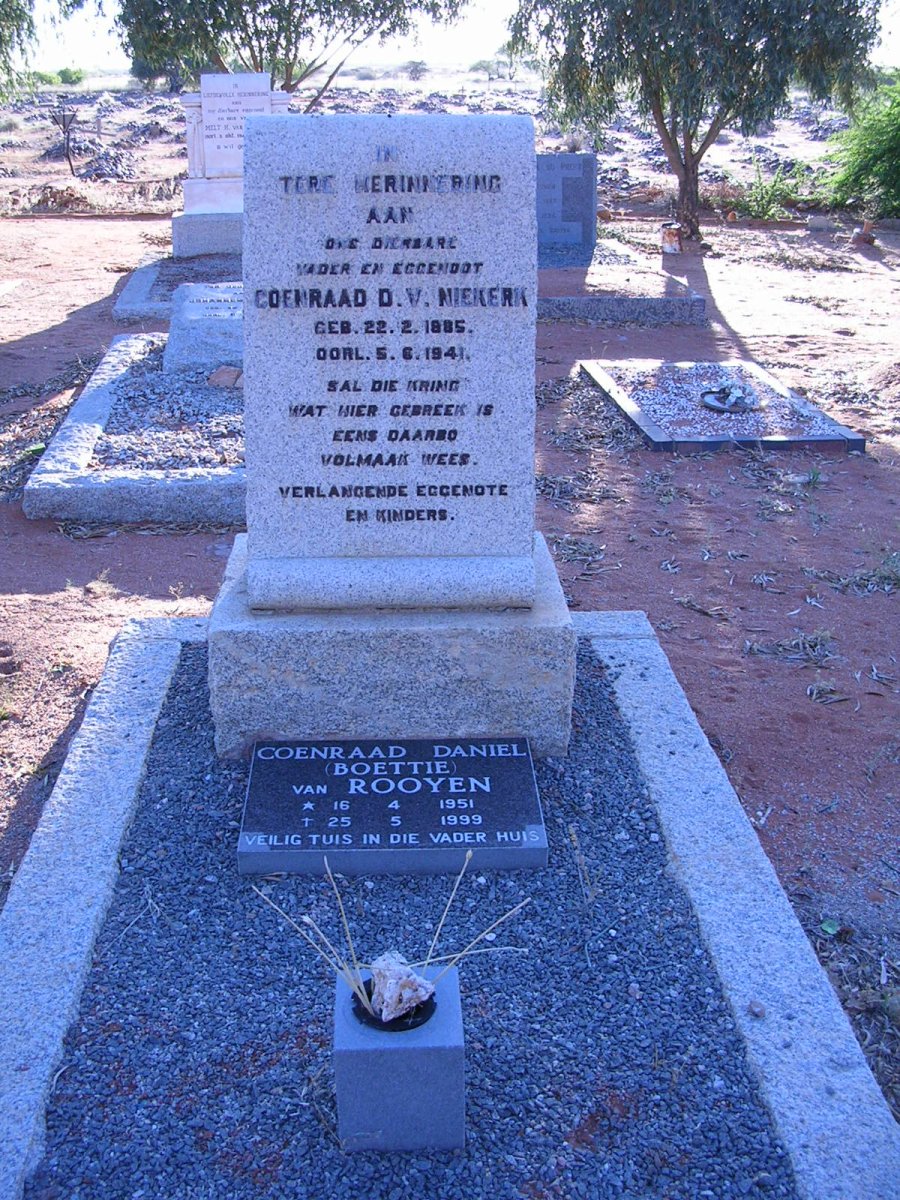 NIEKERK Coenraad D., van 1885-1941 :: ROOYEN Coenraad Daniel van 1951-1999
