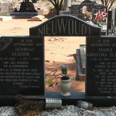 NIEUWOUDT Hermias Hendrik 1920-2005 &amp; Maria Christina Elizabeth 1934-2000