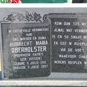 OBERHOLSTER Huibrecht Maria formerly HAYES nee VISSER 1910-1997