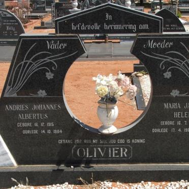 OLIVIER Andries Johannes Albertus 1915-1984 &amp; Maria Jacoba Helena 1918-1984