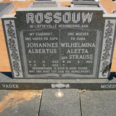 ROSSOUW Johannes Albertus 1920-1992 &amp; Wilhelmina Aletta STRAUSS 1922-