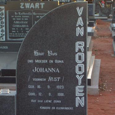 ROOYEN Johanna, van nee RUST 1923-1981