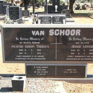SCHOOR Jacques Gideon Tredoux 1905-1976 &amp; Jessie MINNIE 1909-1993