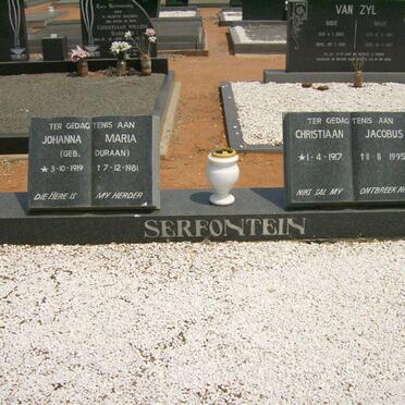 SERFONTEIN Christiaan Jacobus 1917-1995 &amp; Johanna Maria DURAAN 1919-1981