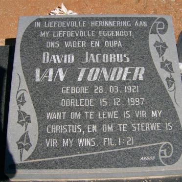 TONDER David Jacobus, van 1921-1997