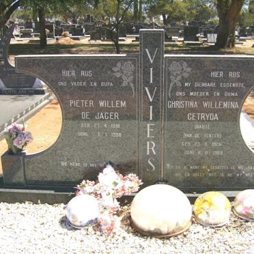 VIVIERS Pieter Willem de Jager 1918-1998 &amp; Christina Willemina Gertryda VAN DE VENTER 1926-1989