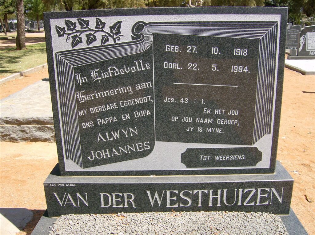 WESTHUIZEN Alwyn Johannes, van der 1918-1984