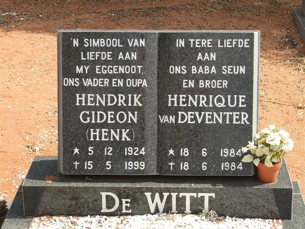 WITT Hendrik Gideon, de 1924-1999 :: WITT Henrique van Deventer. de 1984-1984