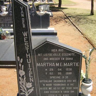 WESTHUIZEN Martha M.E., van der 1936-1998