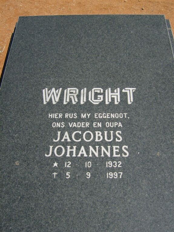 WRIGHT Jacobus Johannes 1932-1997