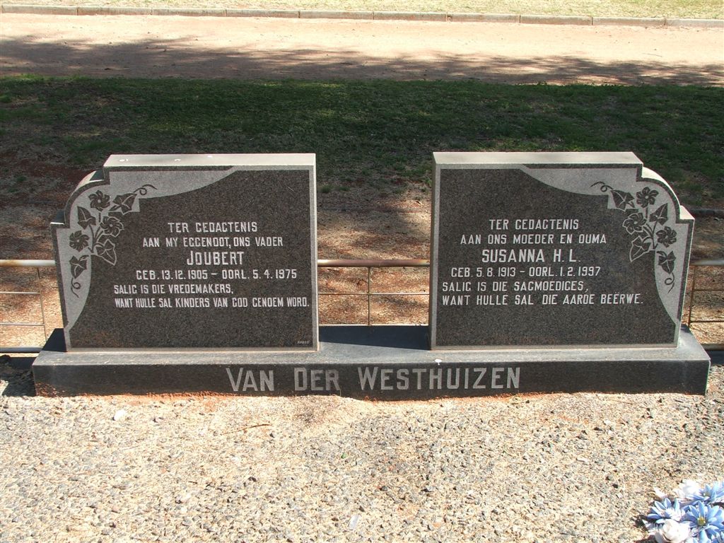 WESTHUIZEN Joubert, van der 1905-1975 &amp; Susanna H.L. 1913-1997