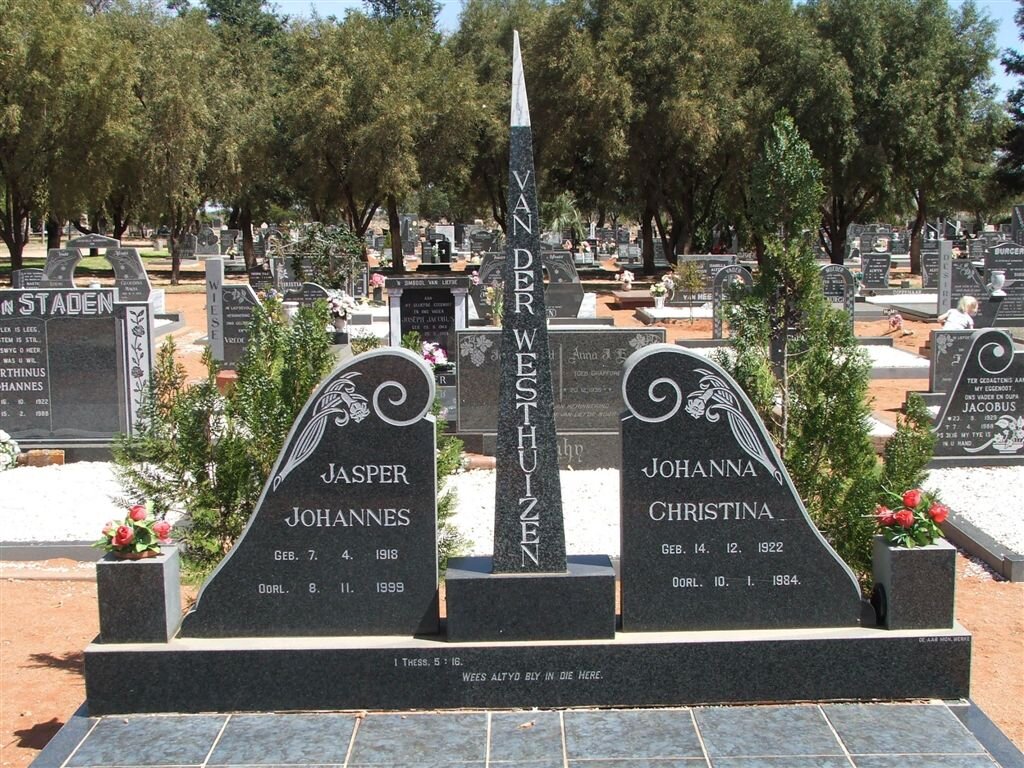 WESTHUIZEN Jasper Johannes, van der 1918-1999 &amp; Johanna Christina 1922-1984