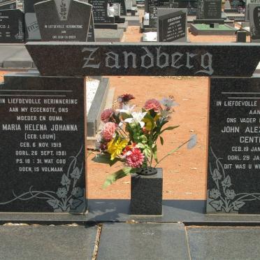 ZANDBERG Johan Alexander Gentle 1917-1984 &amp; Maria Helena Johanna LOUW 1919-1981