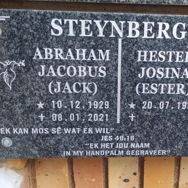 STEYNBERG Abraham Jacobus 1929-2021 & Hester Josina 1955-