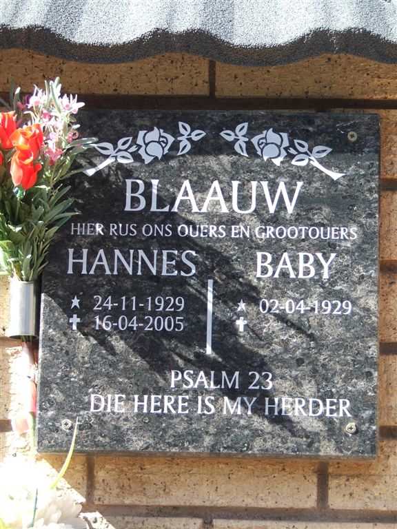 BLAAUW Hannes 1929-2005 &amp; Baby 1929-