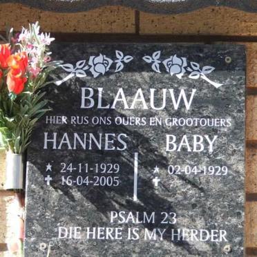 BLAAUW Hannes 1929-2005 &amp; Baby 1929-