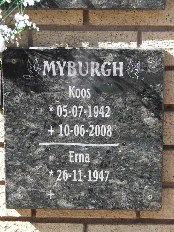 MYBURGH Koos 1942-2008 &amp; Erna 1947-
