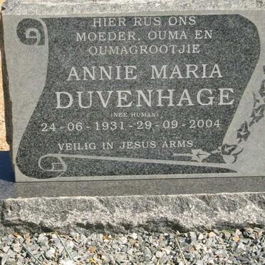 DUVENHAGE Annie Maria nee HUMAN 1931-2004