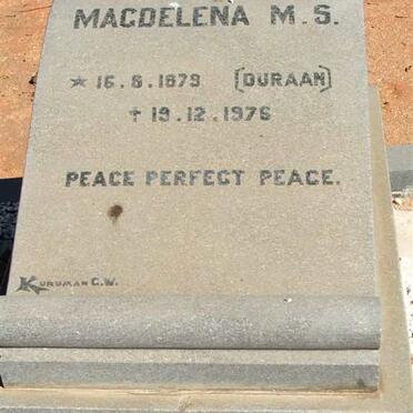 DAVIES Magdalena M.S. nee DURAAN 1879-1976