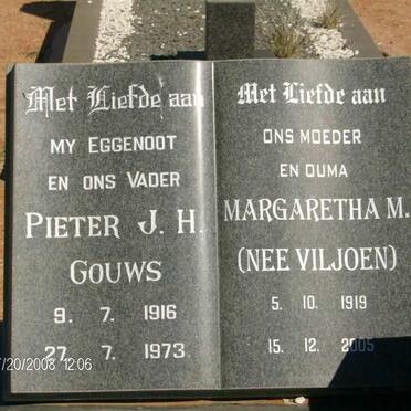 GOUWS Pieter J.H. 1916-1973 &amp; Margaretha M. VILJOEN 1919-2005