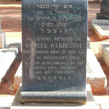 WERBELOFF Samuel -1952