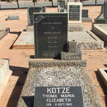 KOTZE Hendrik Nicolaas 1898-1959 &amp; Thoma Maria Elizabeth 1903-1995