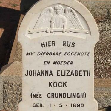 KOCK Johanna Elizabeth nee GRUNDLINGH 1890-1953