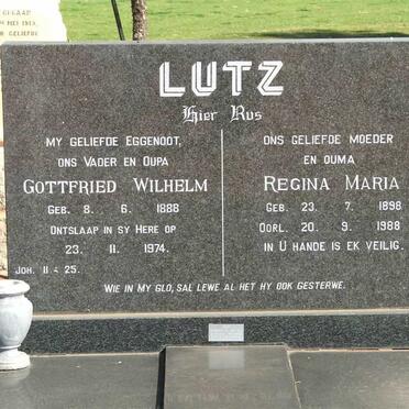 LUTZ Gottfried Wilhelm 1888-1974 &amp; Regina Maria 1898-1988