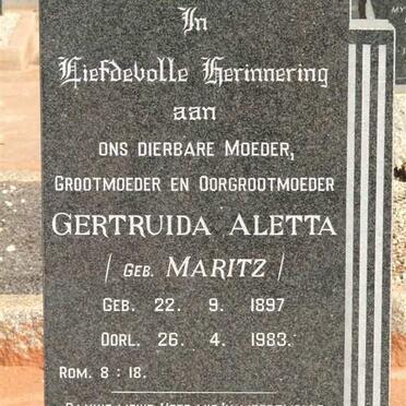MANS Gertruida Aletta nee MARITZ 1897-1983