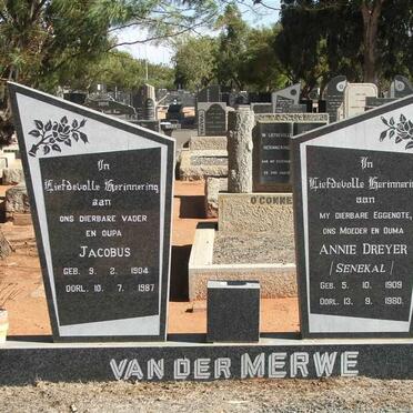 MERWE Jacobus, van der 1904-1987 &amp; Annie DREYER 1909-1980