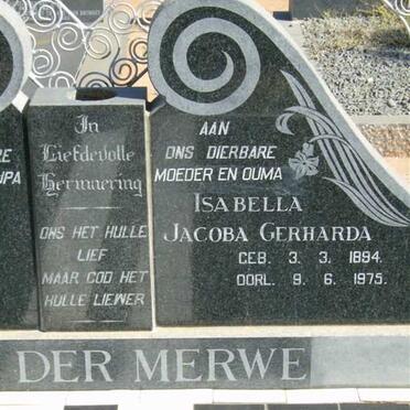 MERWE Isabella Jacoba Gerharda, van der 1894-1975