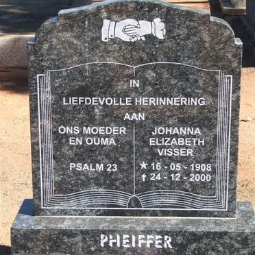 PHEIFFER Johanna Elizabeth nee VISSER 1908-2000