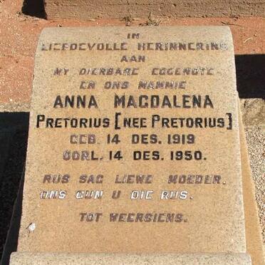 PRETORIUS Anna Magdalena nee PRETORIUS 1919-1950