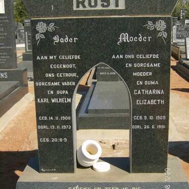 ROST Karl Wilhelm 1900-1973 &amp; Catharina Elizabeth 1905-1991