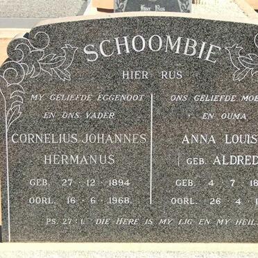 SCHOOMBIE Cornelius Johannes Hermanus 1894-1968 &amp; Anna Louisa ALDRED 1899-1979