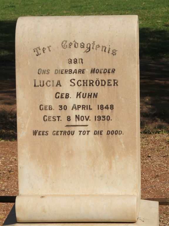 SCHRODER Lucia nee KUHN 1848-1930
