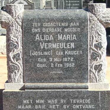 VERMEULEN Alida Maria formerly JOSLING nee KRUGER 1872-1952