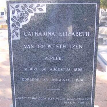 WESTHUIZEN Catharina Elizabeth, van der nee PEPLER 1895-1968