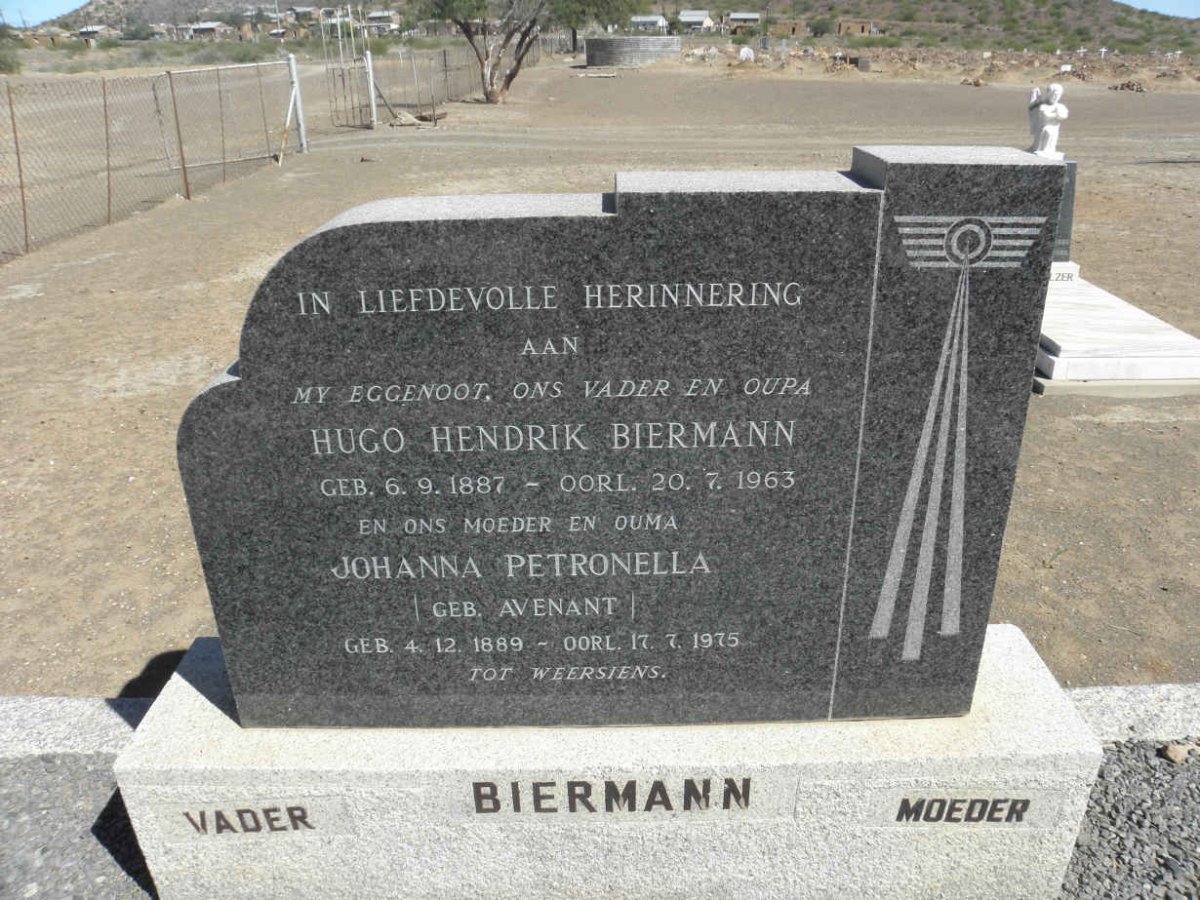 BIERMANN Hugo Hendrik 1887-1963 &amp; Johanna Petronella AVENANT 1889-1975