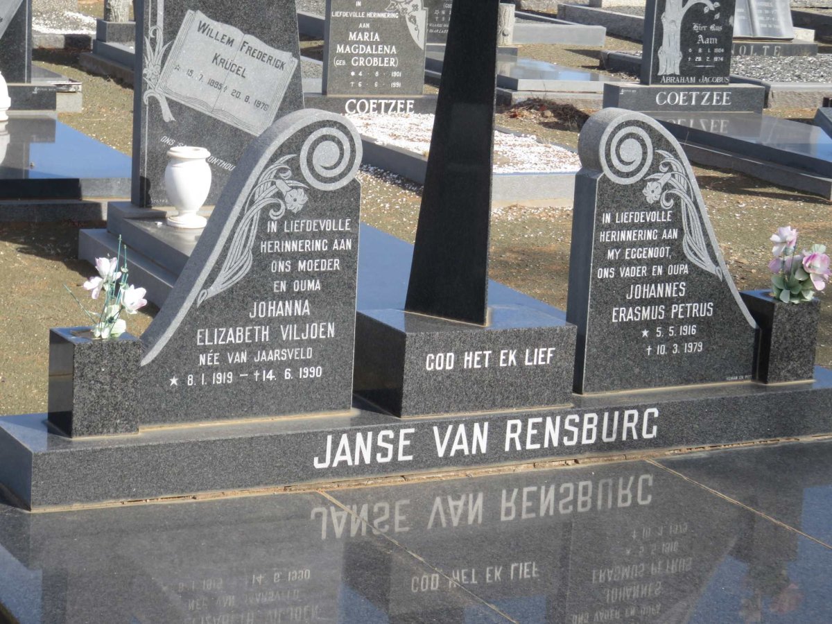 RENSBURG Johannes Erasmus Petrus, Janse van 1916-1979 &amp; Johanna Elizabeth Viljoen VAN JAARSVELD 1919-1990