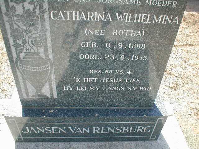 RENSBURG Catharina Wilhelmina, Jansen van nee BOTHA 1888-1955
