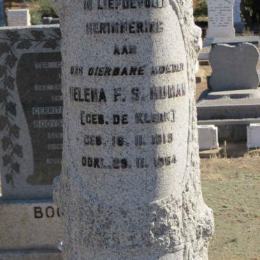 HUMAN Helena J.S. nee DE KLERK 1919-1964