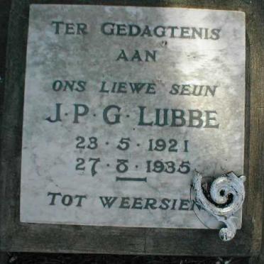 LUBBE J.P.G. 1921-1935